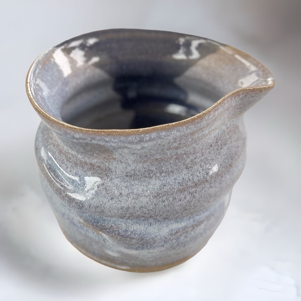 Blue/ Periwinkle Studio Pottery Pitcher Signed Ceramic Stoneware - Picture 3 of 7